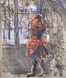 Berthe Morisot L Enfant au Tablier Rouge, a sketch Sweden oil painting art